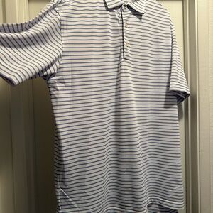 Men's Blue Striped Polo Shirt